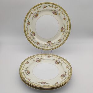 4 Noritake Arlene Dinner Plates Floral W/ Gold Accent Japan